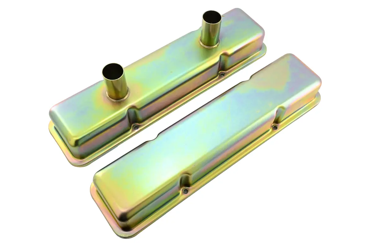 1958-86 Chevy Small Block 283-305-327-350-400 Circle Track Racing Steel Valve Covers - Zinc 1