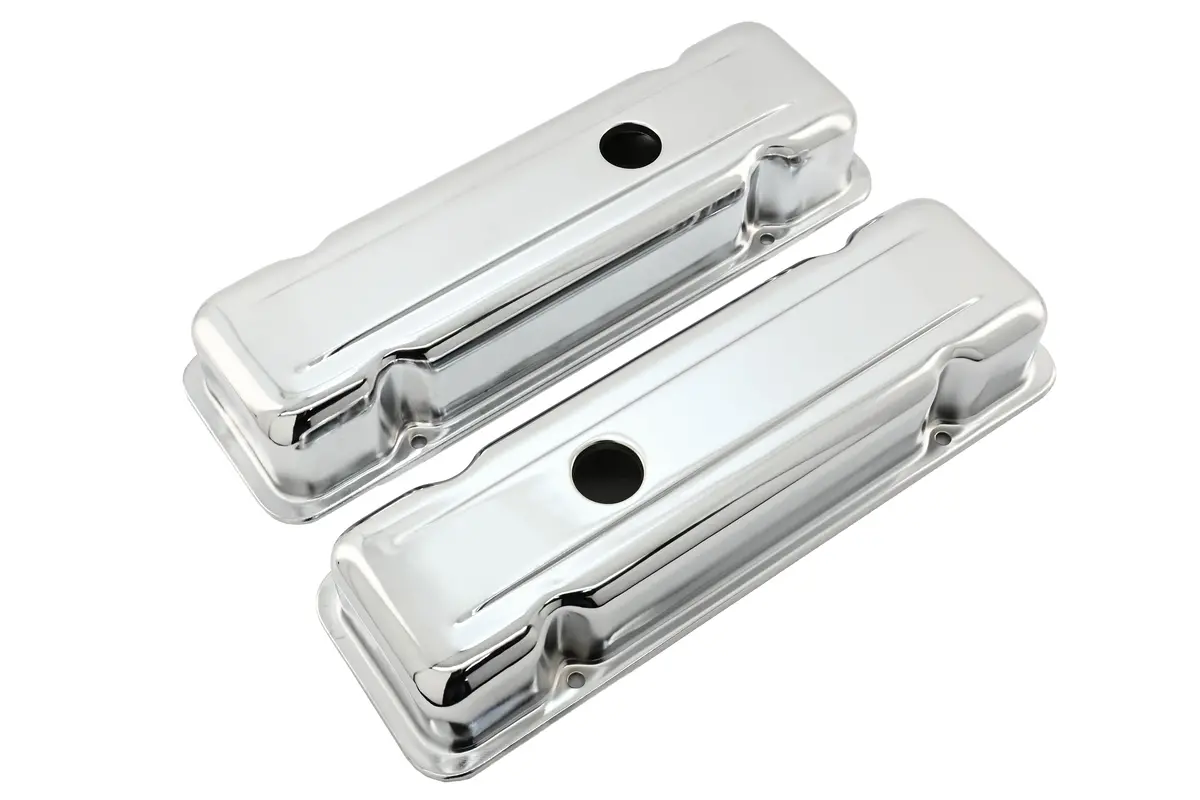 1980-84 Chevy 229 3.8L V6 Short Steel Valve Covers – Chrome 1