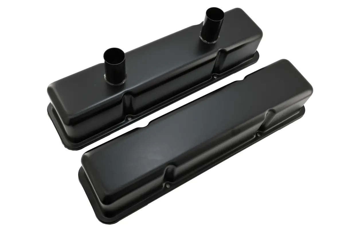 1958-86 Chevy Small Block 283-305-327-350-400 Circle Track Racing Steel Valve Covers - Black 1