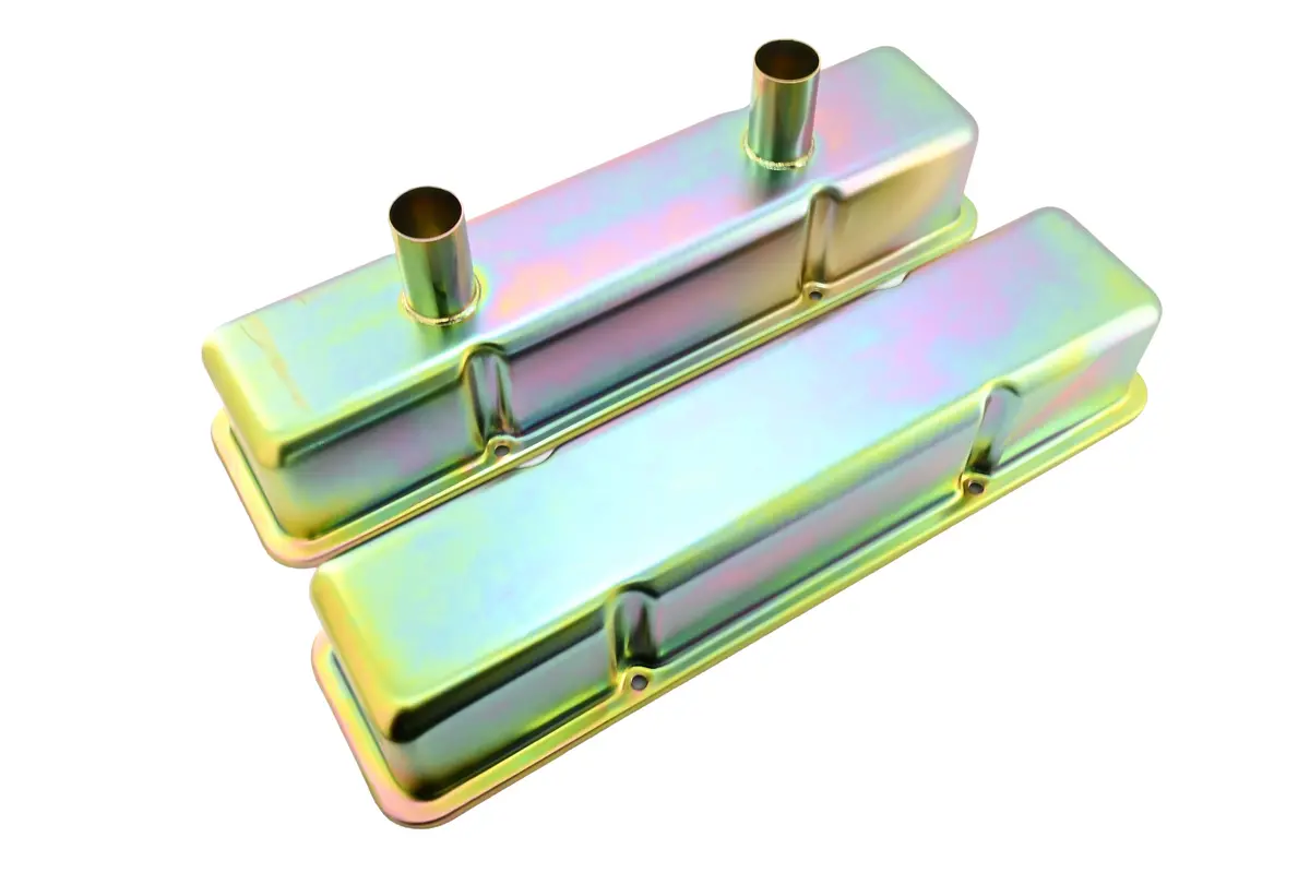 1958-86 Chevy Small Block 283-305-327-350-400 Circle Track Racing Steel Valve Covers - Zinc 1