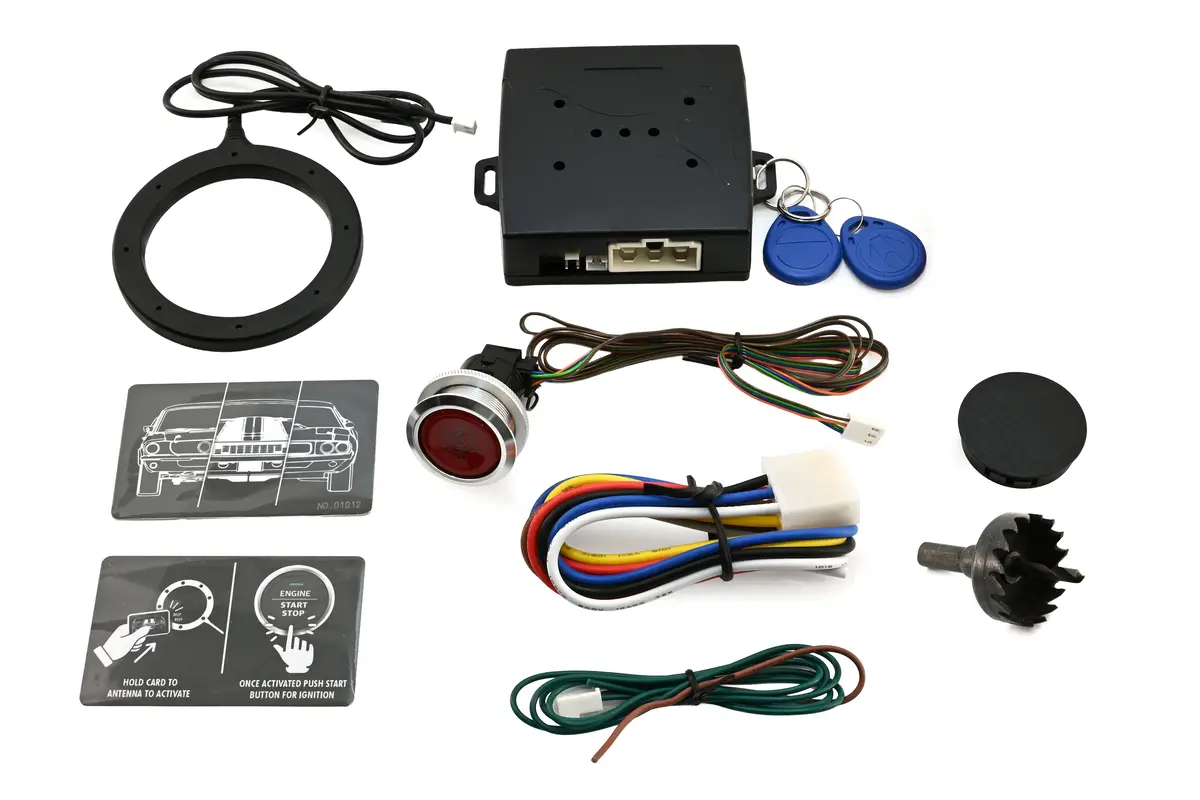Universal Rfid 12V Ignition Switch Engine Start Push Button System Anti-Theft Kit – Red Push-Start Button 1