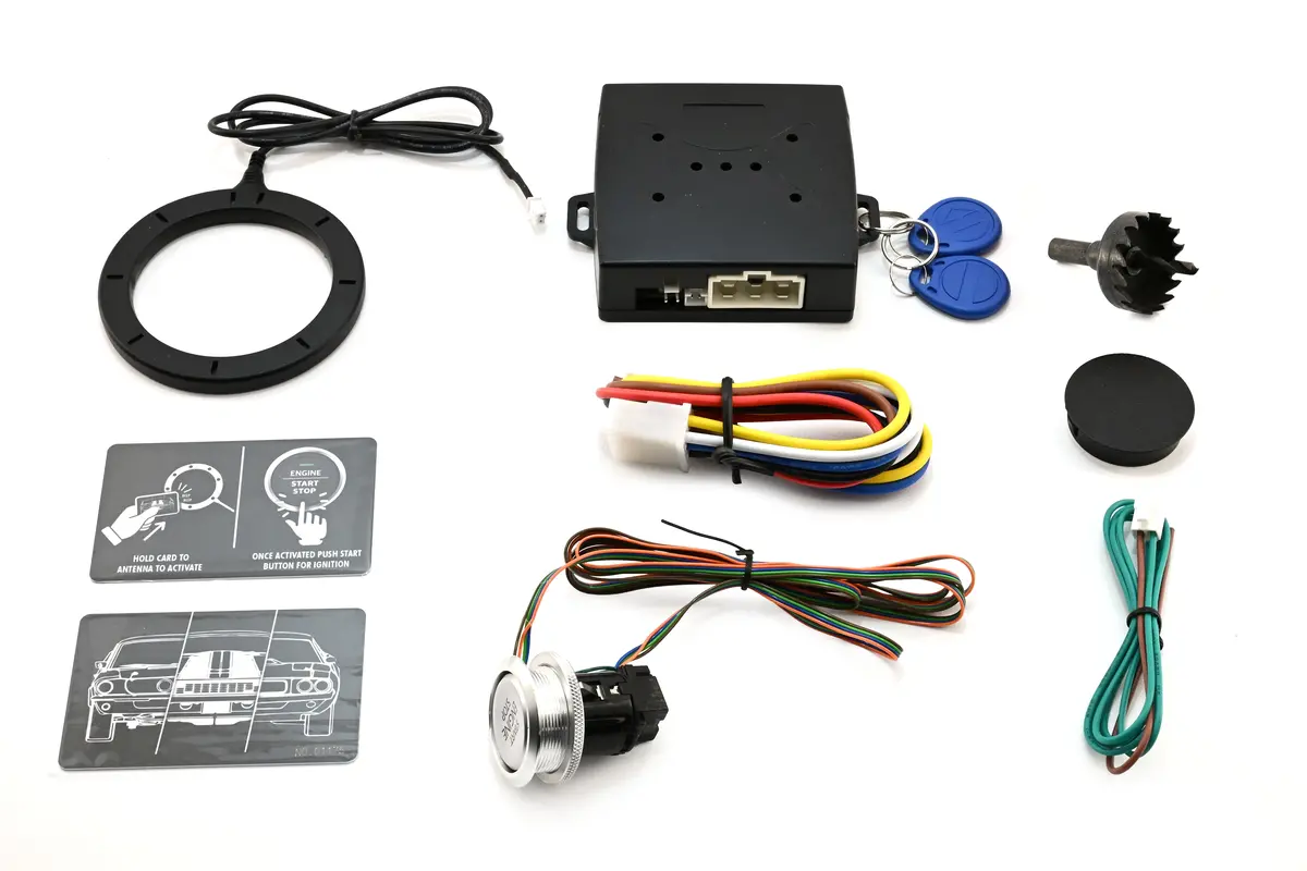 Universal Rfid 12V Ignition Switch Engine Start Push Button System Anti Theft Kit – Silver Push-Start Button 1