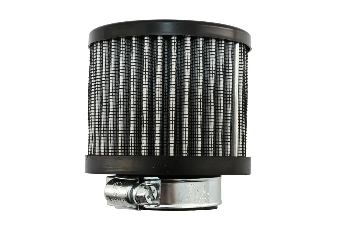 Steel Cotton Filter Breather – Clamp-On 1-3/8" Neck - High-Flow Air Breather Filter - Black 1