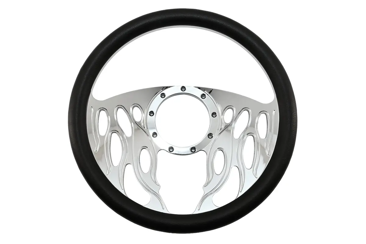 14" Chrome Billet Aluminum Steering Wheel W- Half Wrap - 9 Hole 1