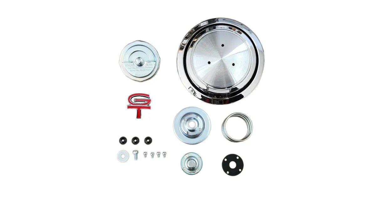 Fm68-249Gt 1968 Ford Mustang Flip-Top Gas Cap With Red Gt Emblem 1