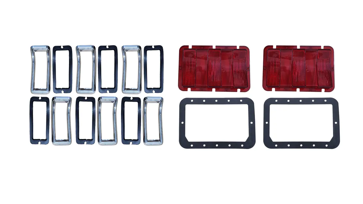 Fm67-Blkit 1967 Ford Mustang Tail Light Bezel And Lens Set 1