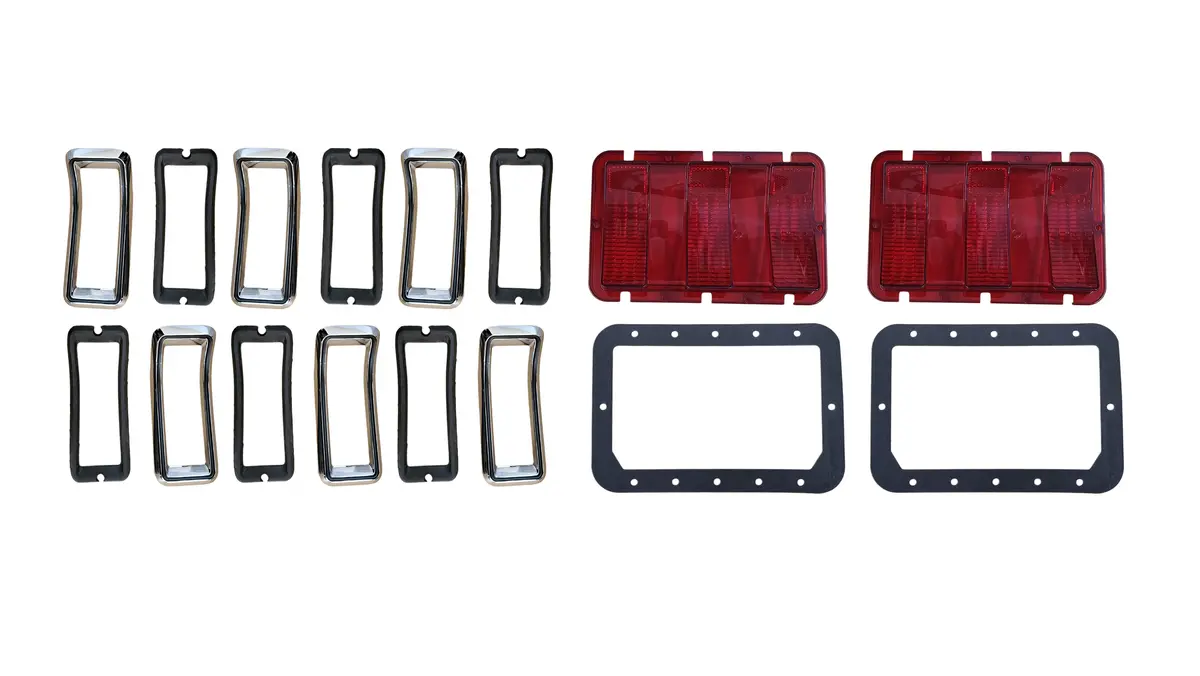Fm68-Blkit 1968 Ford Mustang Tail Light Bezel And Lens Set 1