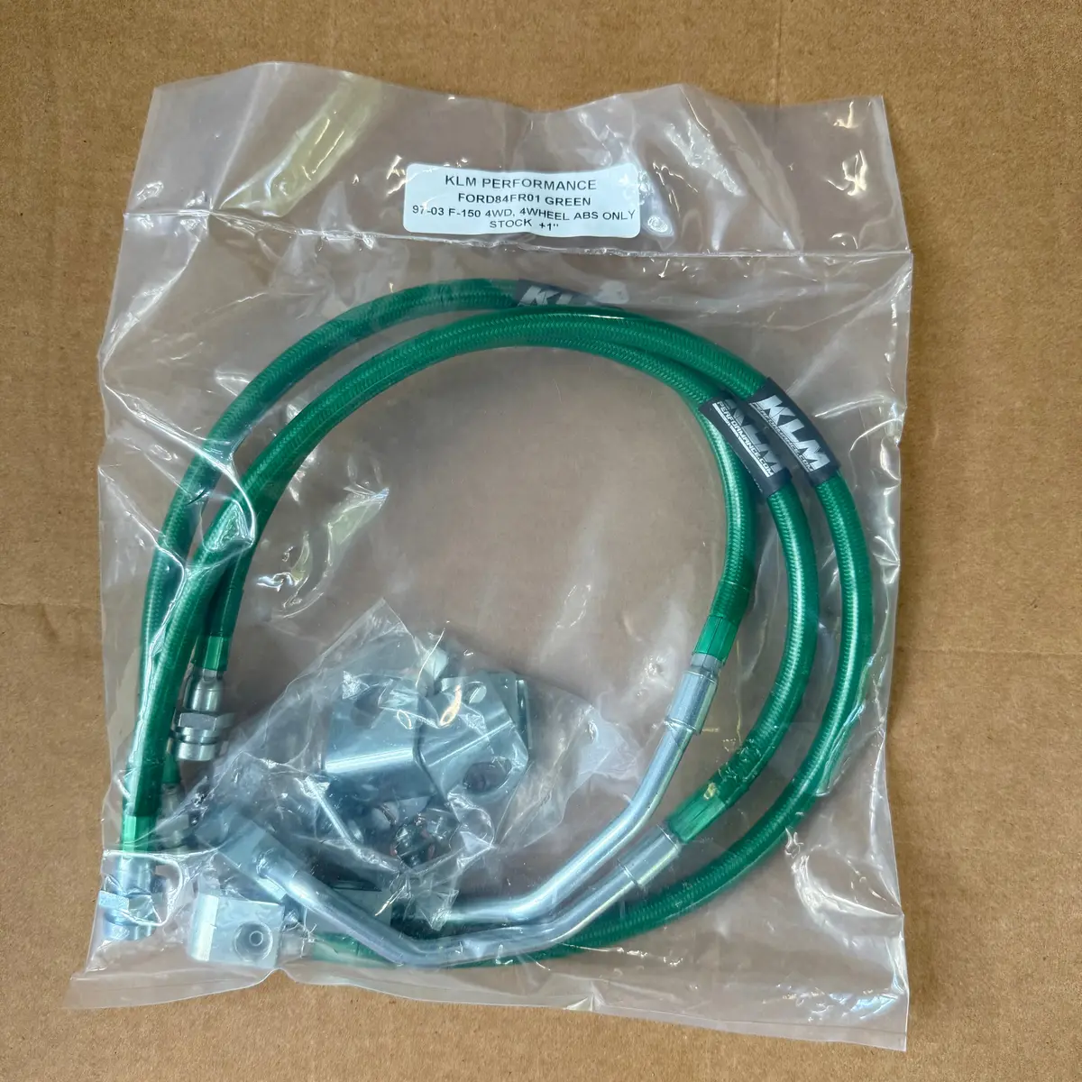 1997-2003 Ford F150 4Wd, 4Wheel Abs Only Stainless Steel Braided Brake Lines Green 1
