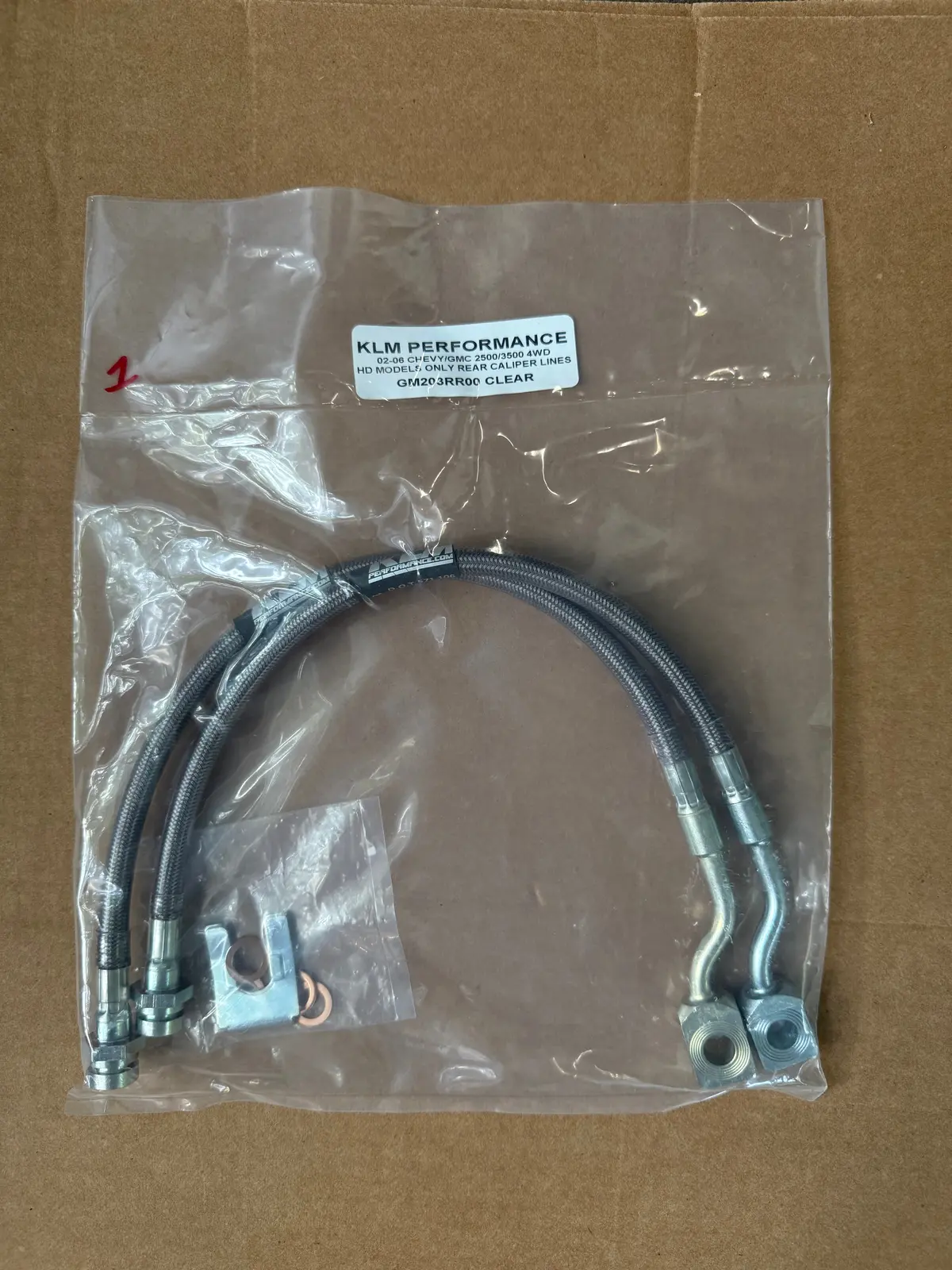 2002-2006 Chevy/Gmc 2500Hd/3500Hd Clear Stainless Steel Rear Caliper Lines 1