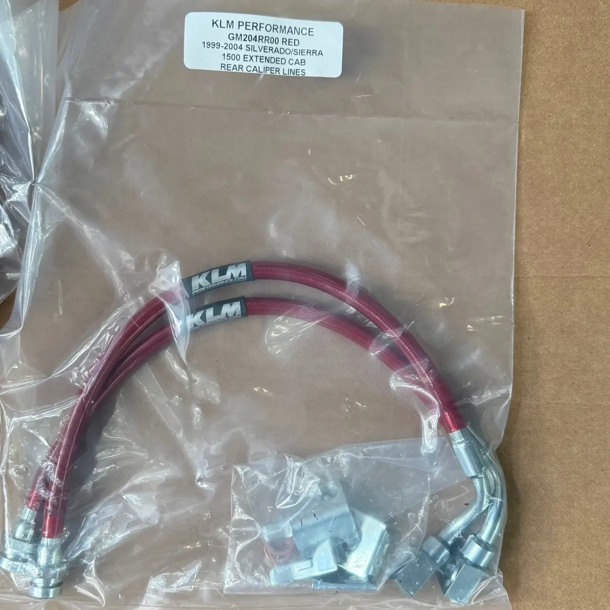 1999-2004 Silverado/Sierra 1500 Extended Cab Red Stainless Steel Rear Caliper Lines 1