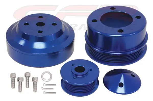 1979-93 Ford Mustang 5.0 Billet Aluminum Serpentine Pulley Set - Blue 1