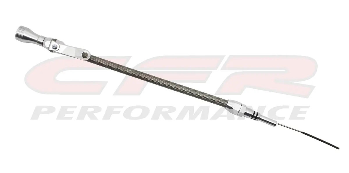Stainless Steel Braided 1956-90 Chevy Bb Billet Handle Flexible Dipstick - Natural 1
