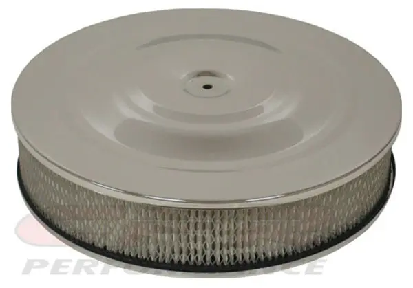 Chevy-Ford-Mopar 14" Chrome Steel Air Cleaner Set - Flat Base 1