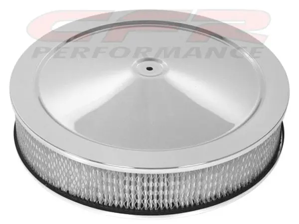 Chevy-Ford-Mopar 14" Chrome Steel Air Cleaner Set - Recessed Base 1