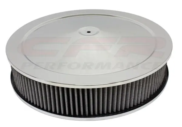 Chevy-Ford-Mopar 14" Chrome Steel Air Cleaner Set Recessed - Washable Filter 1