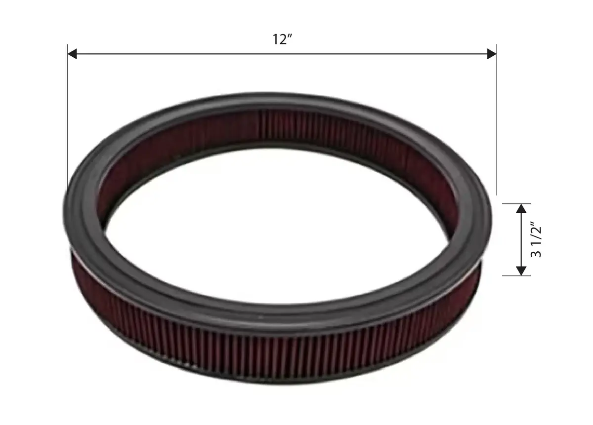 Cotton 12"X 3-1/2" Universal Round Washable Air Cleaner Filter - Red 1