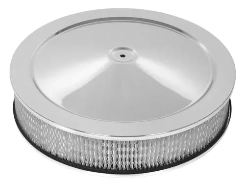 Steel Air Cleaner Set 14"X3" Paper Filter Flat Base - Chrome 1