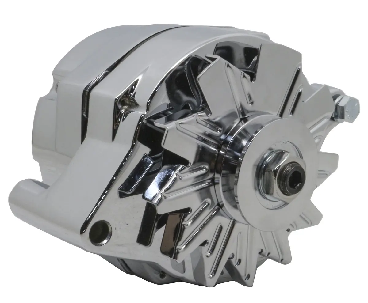 Aluminum 1966-91 Ford-Mercury-Jeep Alternator One Wire - Chrome 1