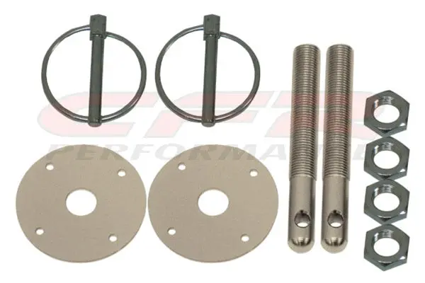 Chevy-Ford-Mopar Aluminum Hood Pin Kit Flip-Over Style - Silver 1