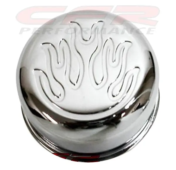 Cfr Performance Chevy/Ford/Mopar Chrome Steel Breather – Flamed 1