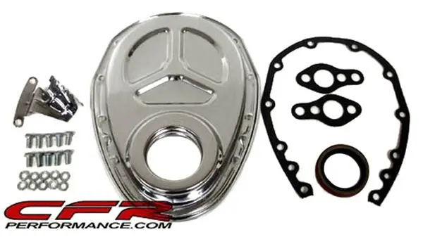 Steel Chevy 1955–1995 Sb 283–400 Timing Chain Cover Set (Roller Cam) – Chrome 1