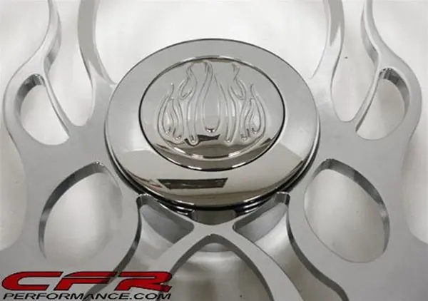 1967-94 Chevy-Gm Flamed Chrome Aluminum Steering Wheel Horn Button - 9 Hole 1