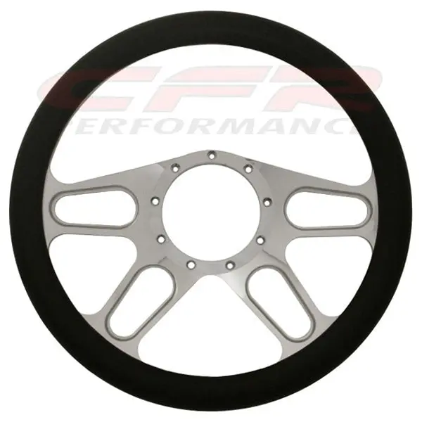 14" Chrome Billet Aluminum Steering Wheel W- Half Wrap - 9 Hole 1