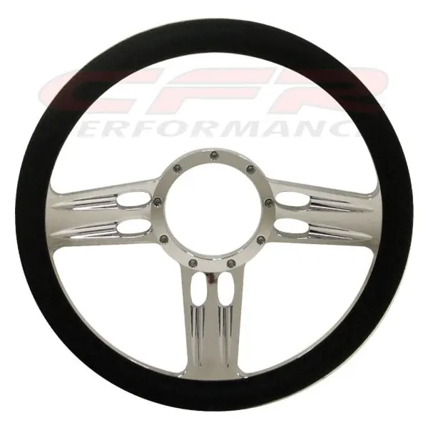14" Chrome Billet Aluminum Steering Wheel W- Half Wrap - 9 Hole 1
