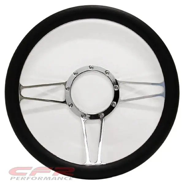 14" Chrome Billet Aluminum Steering Wheel W- Half Wrap - 9 Hole 1