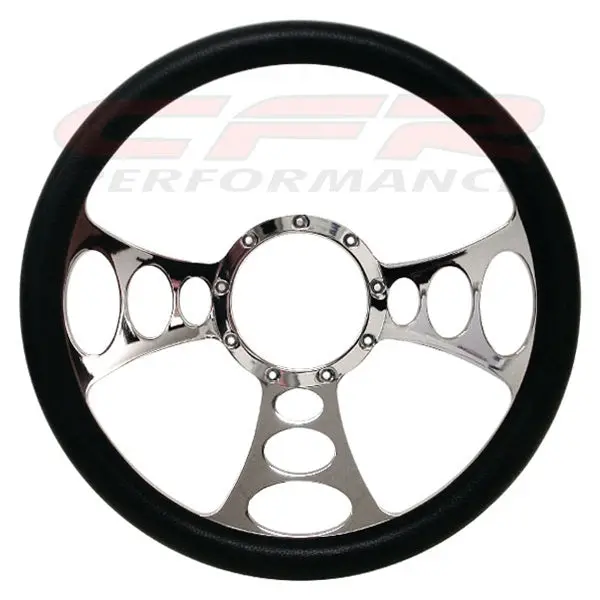 14" Chrome Billet Aluminum Steering Wheel W- Half Wrap - 9 Hole 1