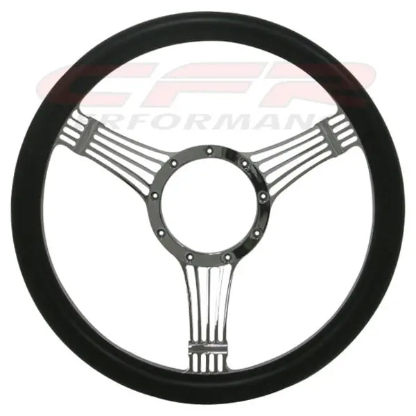14" Chrome Billet Aluminum Steering Wheel W- Half Wrap - 9 Hole 1