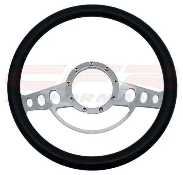14" Chrome Billet Aluminum Steering Wheel W- Half Wrap - 9 Hole 1