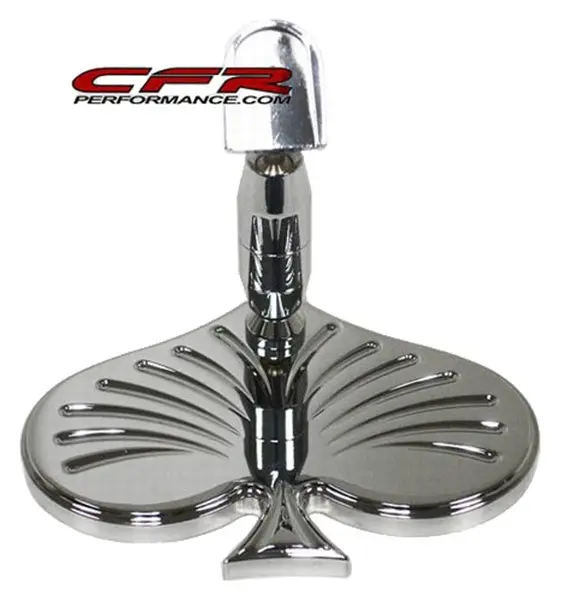 Chevy-Ford-Mopar Chrome Aluminum Rear View Mirror - Poker Spade 1