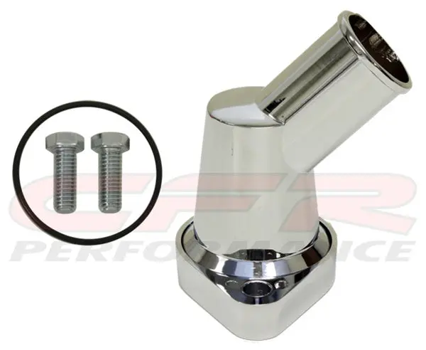 Chevy Small Block-Big Block Aluminum 45 Degree Swivel Water Neck - Chrome 1