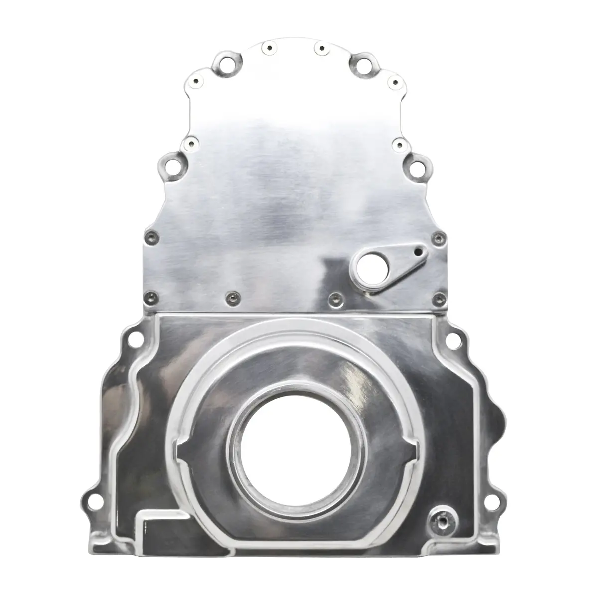 Aluminum Chevy Ls Two Piece Timing Chain Cover W Cam Sensor Hole - Polished 1