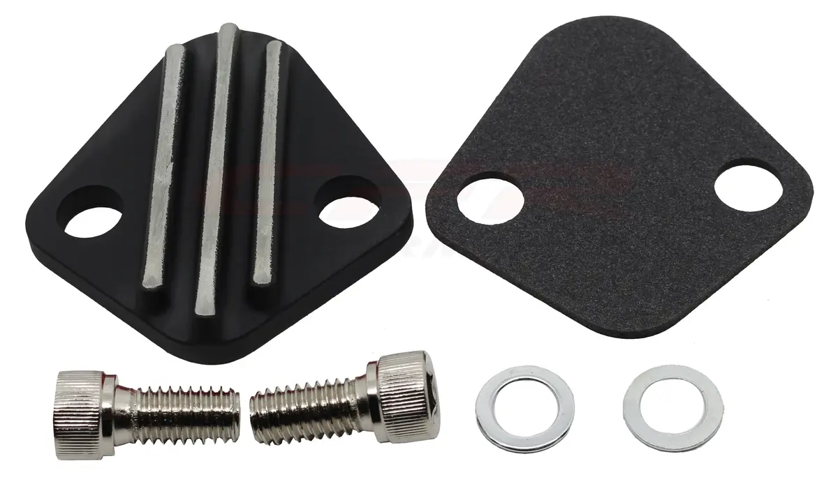 Zinc Alloy Chevy Ford Mopar Fuel Pump Block Off Plate - Black 1