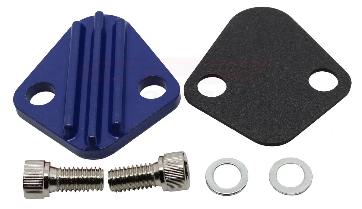 Zinc Alloy Chevy Ford Mopar Fuel Pump Block Off Plate - Blue 1