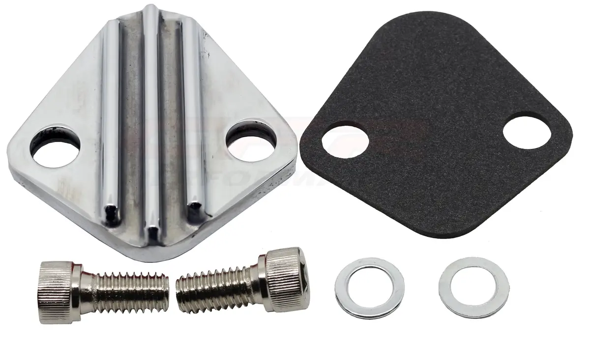 Zinc Alloy Chevy Ford Mopar Fuel Pump Block Off Plate - Blue 1