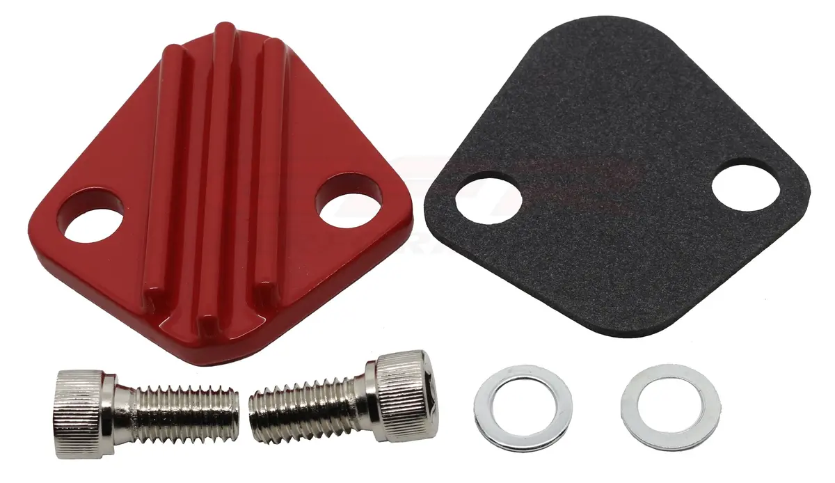 Zinc Alloy Chevy Ford Mopar Fuel Pump Block Off Plate - Red 1