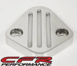 Chevy Ford Mopar Aluminum Fuel Pump Block Off Plate - Polished 1