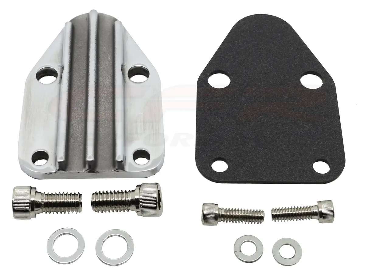 Chevy Small Block Zinc Alloy Fuel Pump Block Off Plate - Polished 1