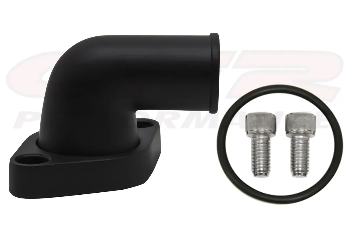 Chevy Small Block-Big Block Aluminum 90 Degree Swivel Water Neck - Black 1