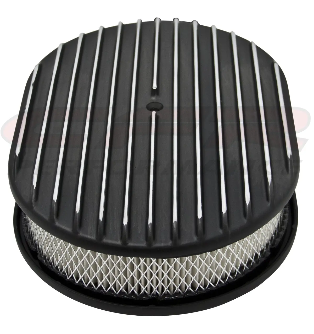 Aluminum 12" Oval Air Cleaner Paper Filter Full Finned - Black 1