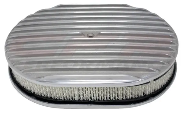 Aluminum 12" Oval Air Cleaner Paper Filter Full Finned – Polished 1