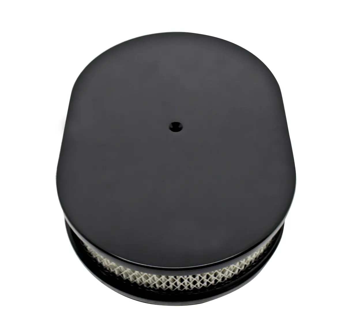 Chevy-Ford-Mopar 12" Oval Black Aluminum Air Cleaner - Smooth 1