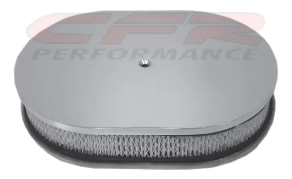 Chevy-Ford-Mopar 12" Oval Polished Aluminum Air Cleaner - Smooth 1