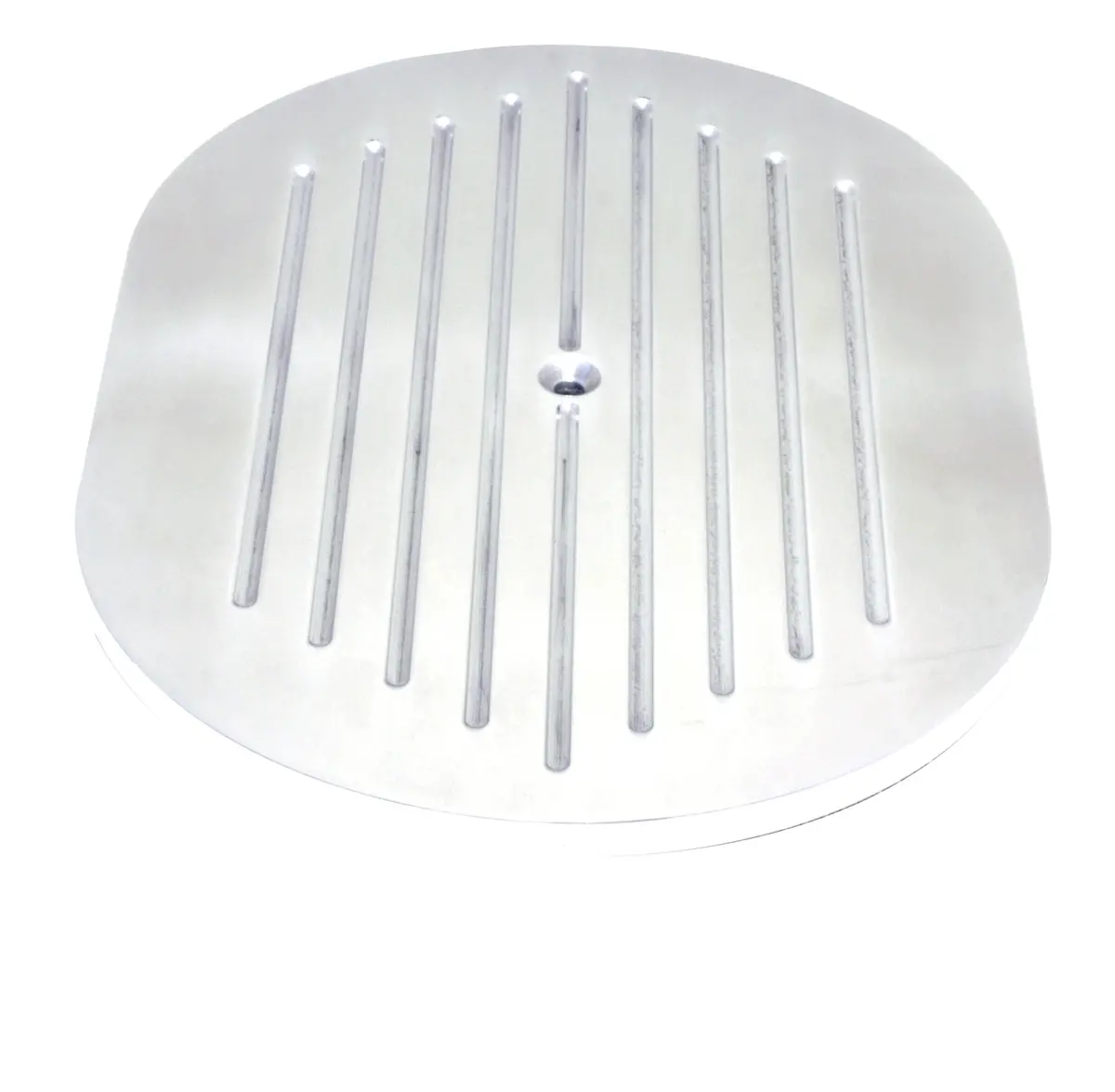 Aluminum 12" Oval Air Cleaner Paper Filter Ball Milled - Chrome 1