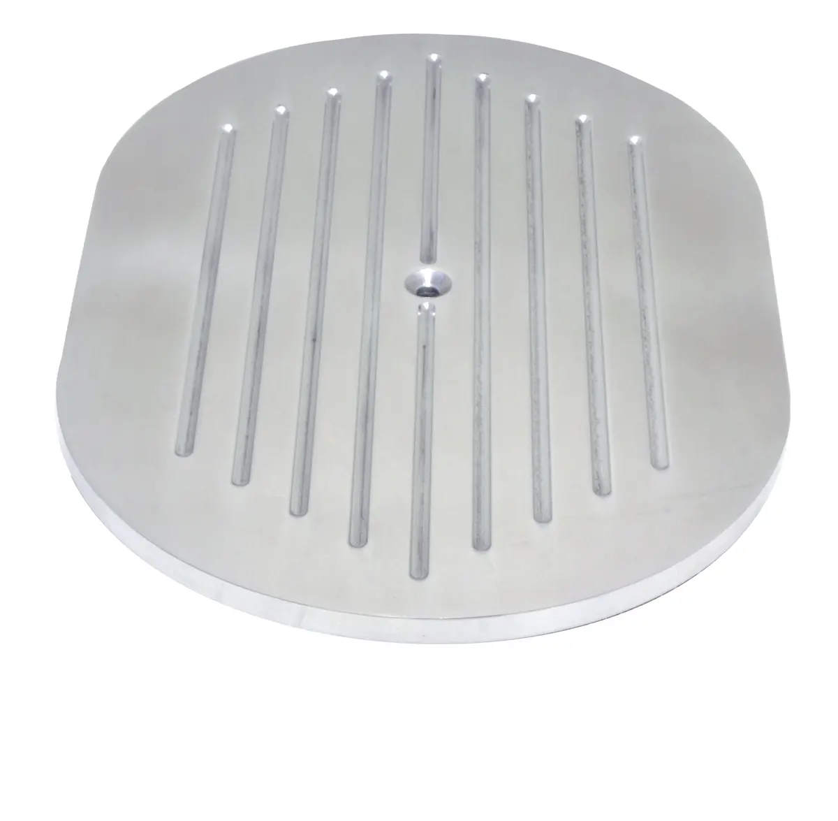 Aluminum 12" Oval Air Cleaner Top Ball Milled - Polished 1