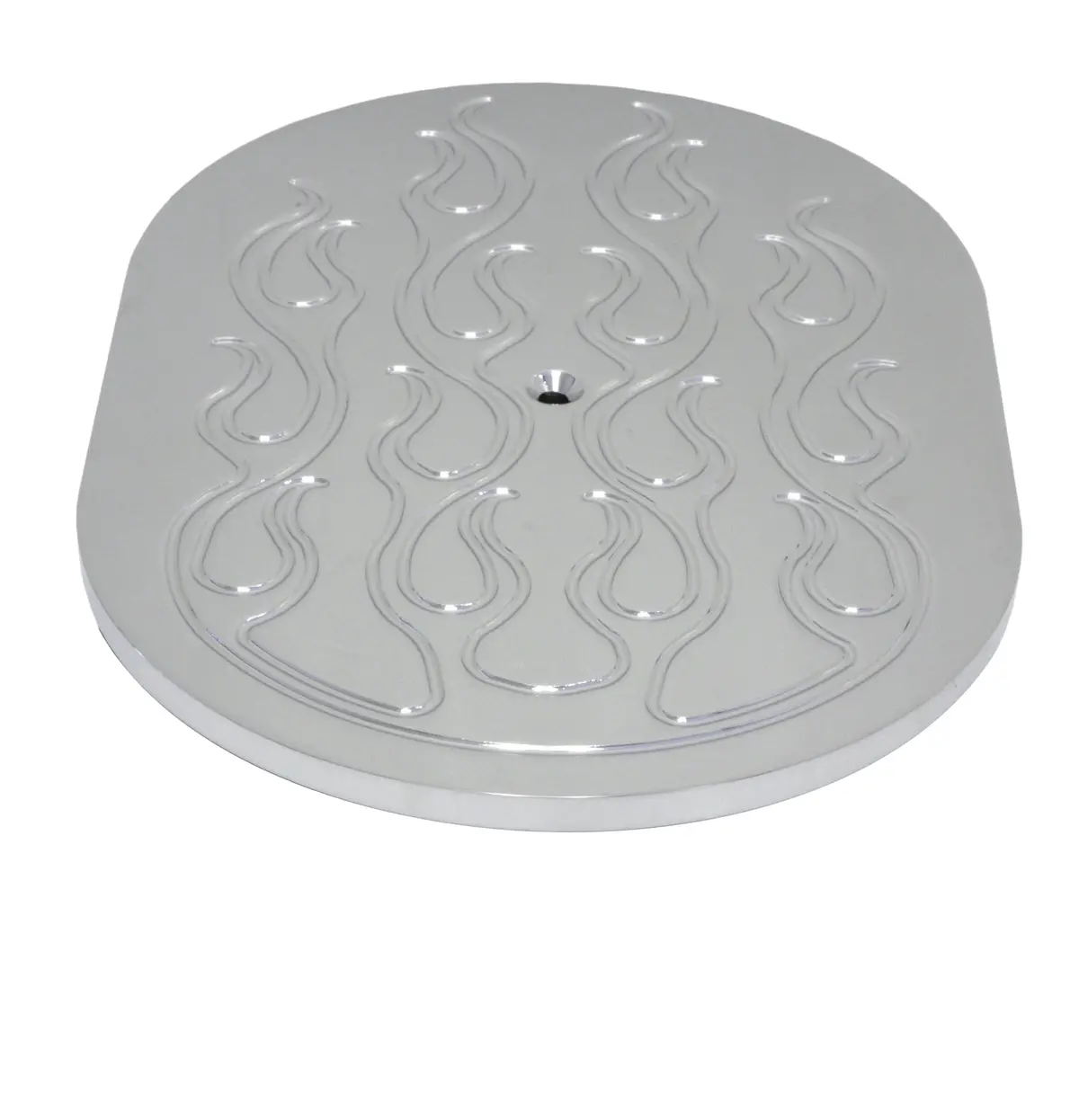 Aluminum 12" Oval Air Cleaner Top Flamed - Polished 1