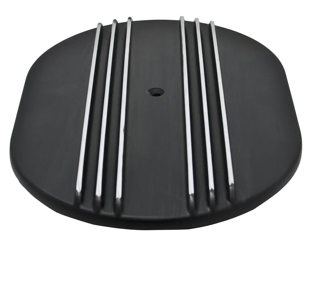 Aluminum 12" Oval Air Cleaner Top Partial Finned  - Black 1